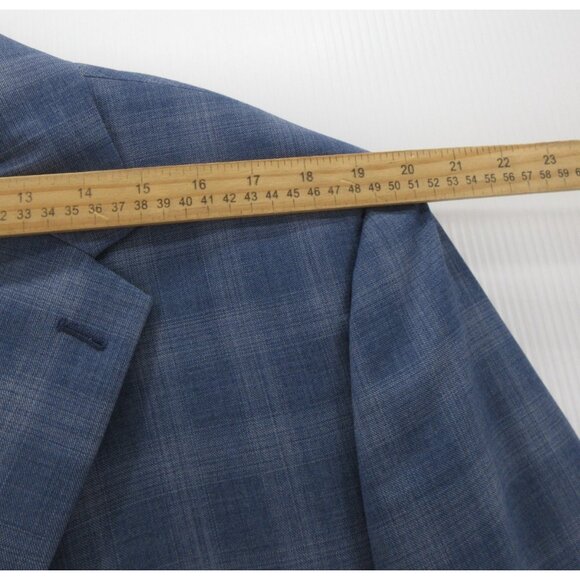 Lauren Ralph Lauren Label Sport Coat 46 Blue Blazer Wool Blend Plaid - Picture 7 of 13